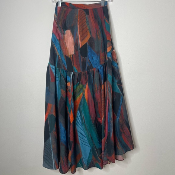 Hutch Wrap Maxi Skirt in Colorful Watercolor Design - Picture 4 of 8